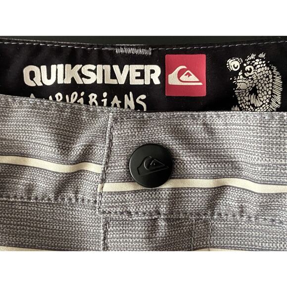 QUIKSILVER Amphibians Grey/White Stripe 21” Boardshorts Mens sz 30 - Picture 4 of 7